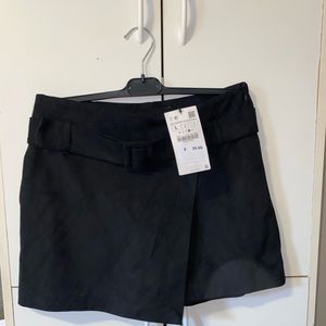 Zara black suede shirt/shorts